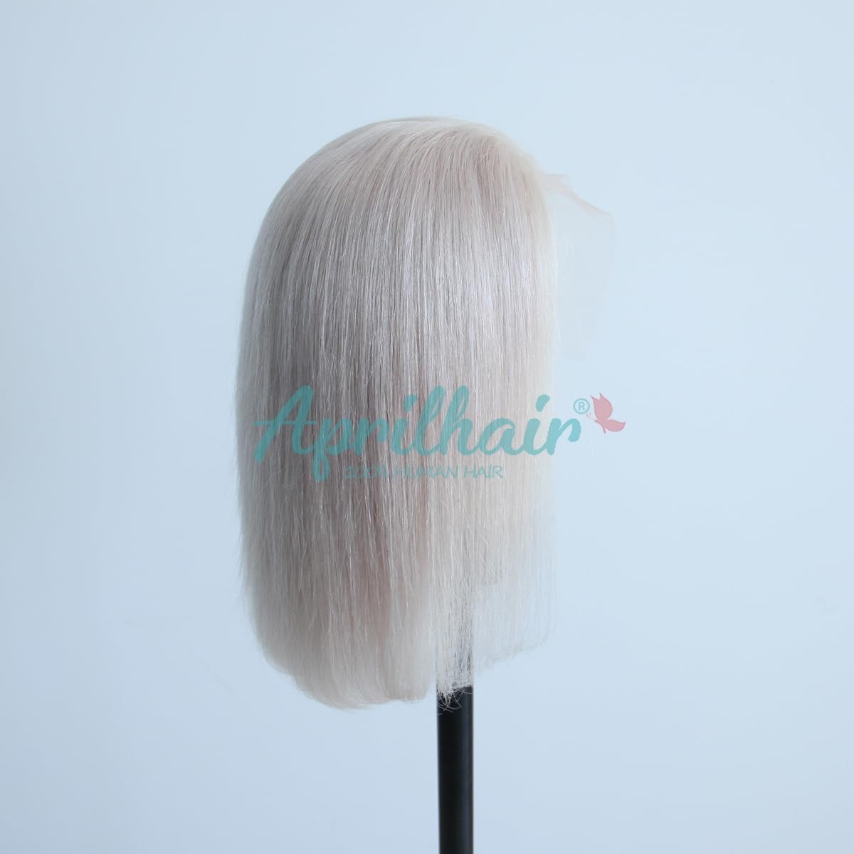 Aprilhair Pre-Plucked 60 White Platinum Blonde Bob Lace Front Wigs Straight