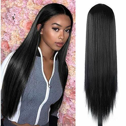 Long Straight Black Wigs Middle Part Black Wig Long Wig for Women Natural Soft