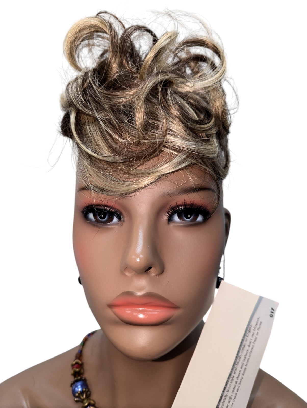 Synthetic Pull Through Topper Wiglet Snap In Golden Brown/ Blonde 8/26