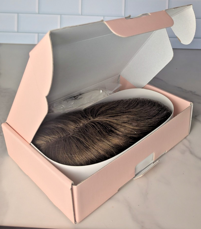 100% Human Hair Woman’s Topper Hairpiece 2.25″ x 6″ Medium Brown 4# 12″ Hairro