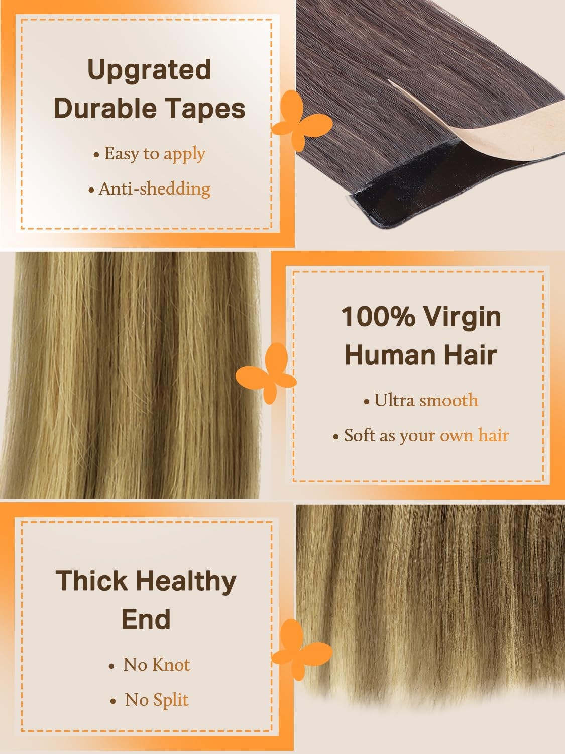 DOORES Medium Brown Highlighted Dirty Blonde 10″ 20g Human Hair Extensions