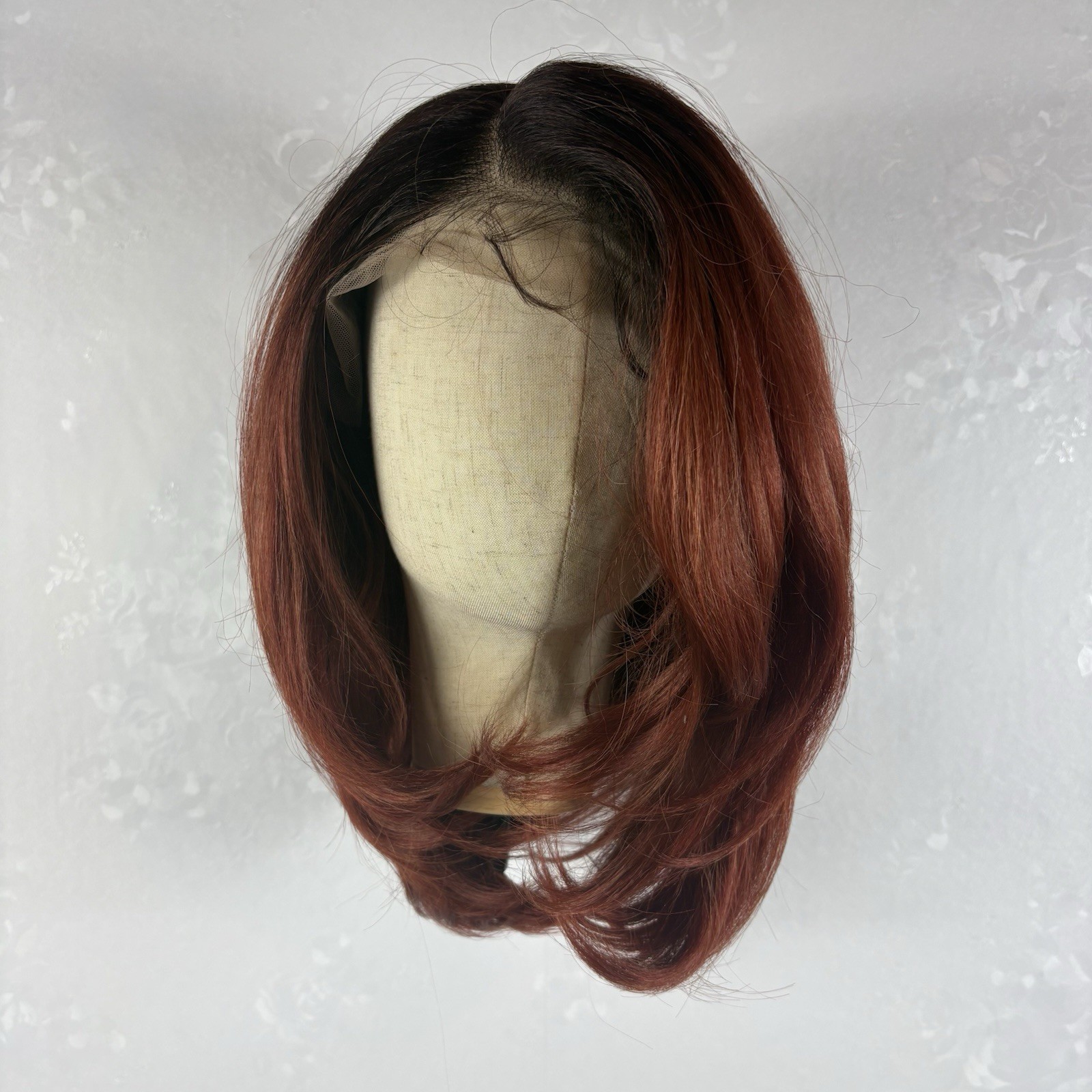 Daily wear WIG! Short Classy Bob Wig, ombre Copper Human Hair Blend, Lace Front