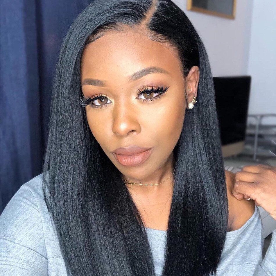 Yaki Straight 13×4 Lace Front Wigs Human Hair For Black Women Glueless 13X6 Wigs