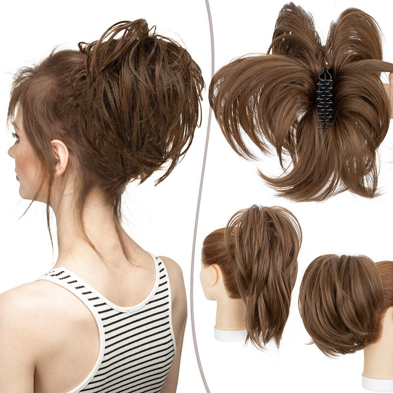 Claw Clip In Hair Bun Messy Chignon Fake Hair Extensions Hairpiece Claw Updo DIY