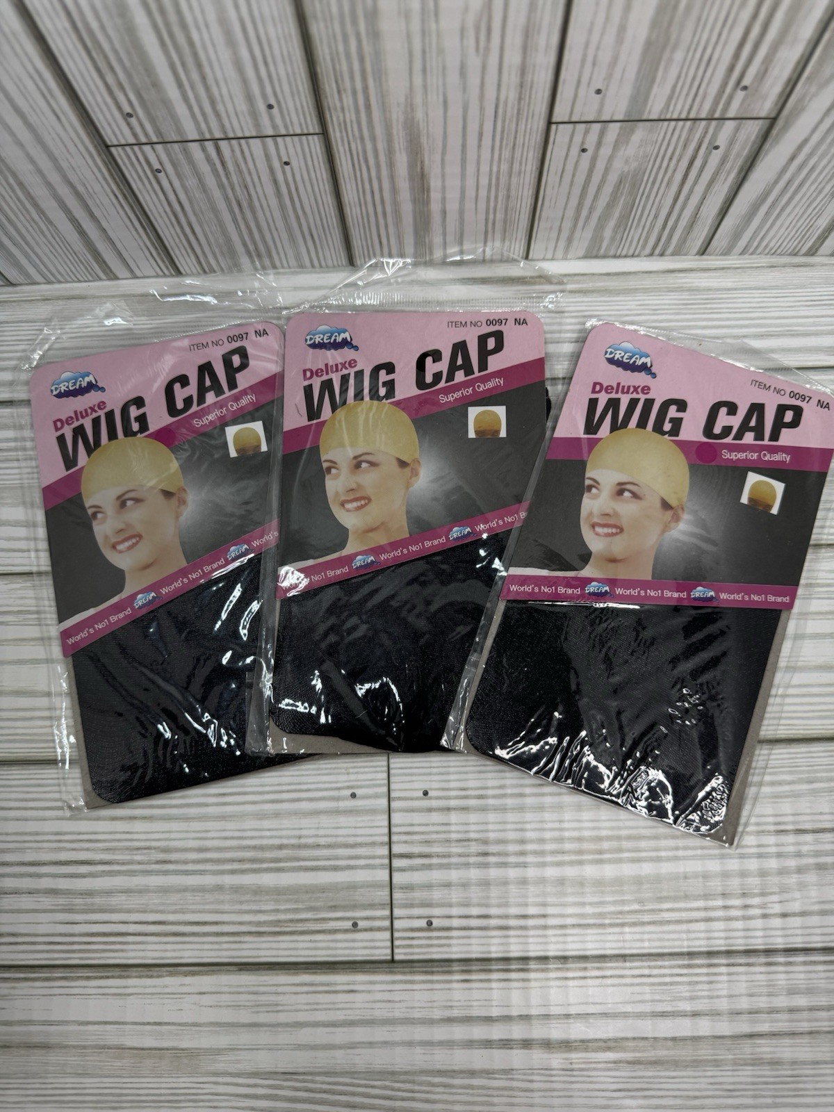 Dream World Deluxe Wig Cap Item Number 0097 Black One Size Fits All Lot Of 3