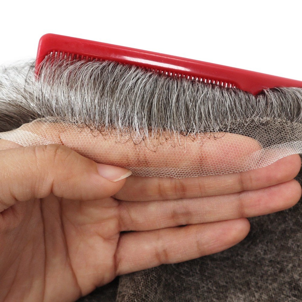 Swiss Lace Toupee For Men Human Hair Replecement System Natural Gent Hairpieces