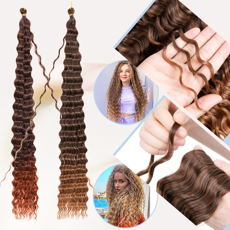 Boho Ocean Crochet Curly Braid Extensions Party Long-lasting Deep Wave Braided