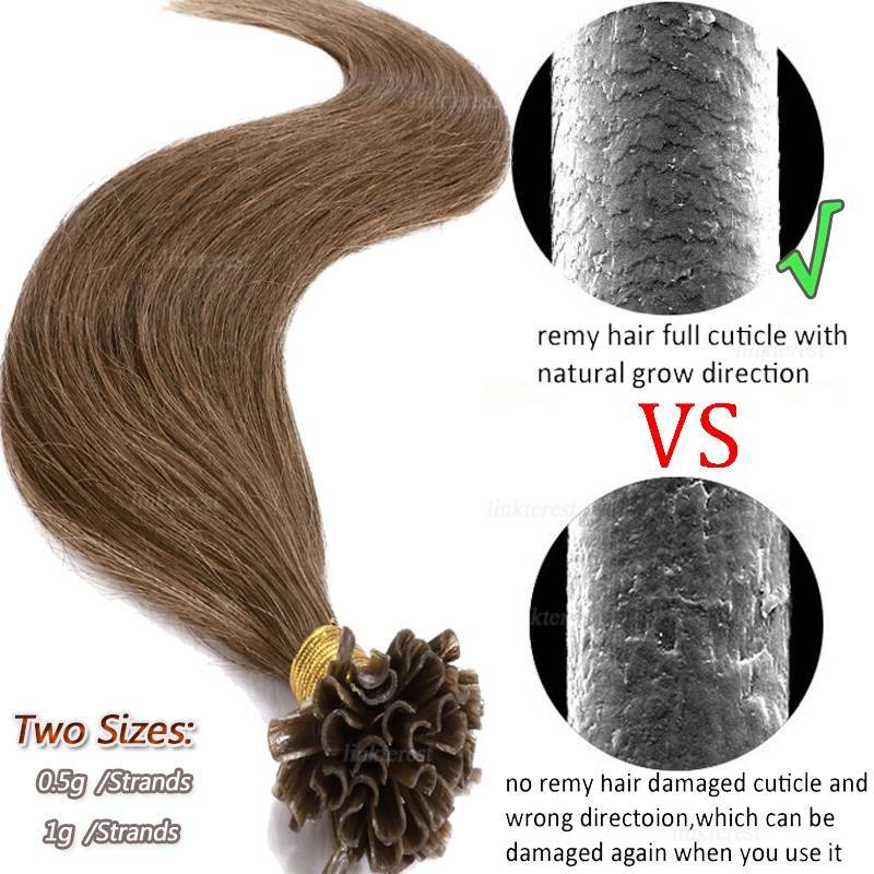 AAAAA Indian Keratin 1g/s Nail U Tip Per Bonded Real Remy Human Hair Extensions