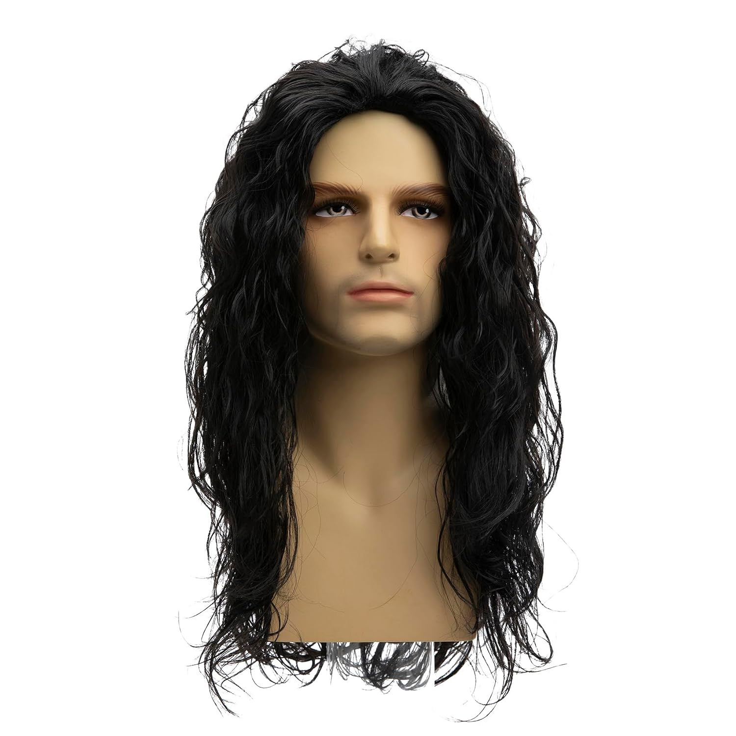 Long Curly Wavy Brown Wigs for Men Synthetic Natural Party Halloween Cosplay Hai