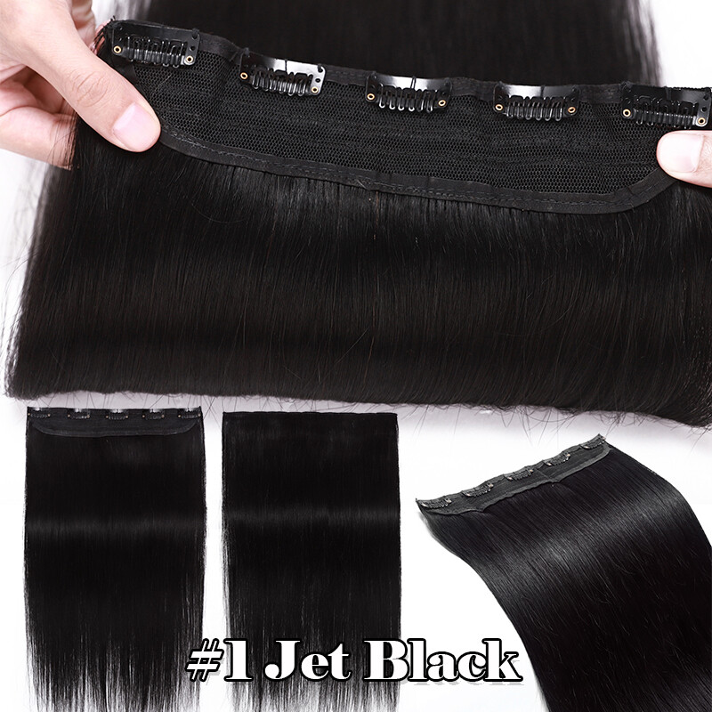 Thick One Piece Clip In Russian 100% Remy Human Hair Extensions Lowlights Ombre