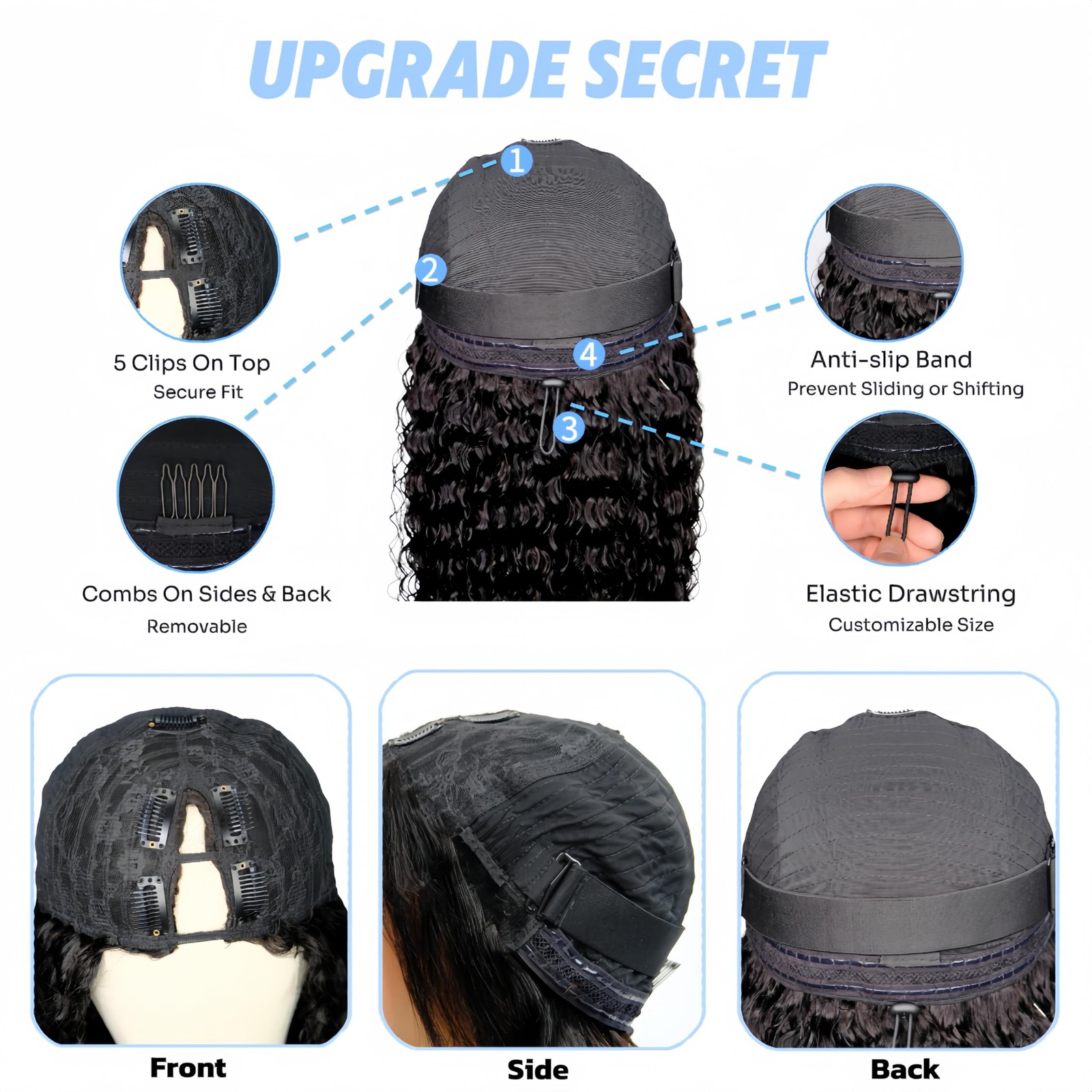 Mylene Hair V Part Wig Human Hair Curly Upgrade Glueless Wigs Human Hair U Part