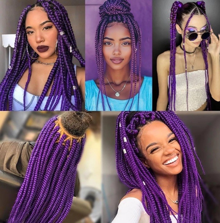 NEW 4 PACK 24” Pre Stretched Braiding Hair Extensions DARK PURPLE (90g/Pack)