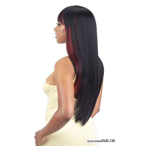Straight style with colors- Divine Mocha Human Hair Blend Wig