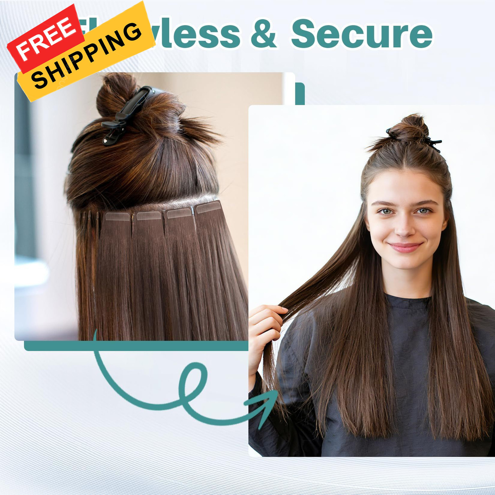 RAQEHO 144Tabs Hair Extension Tape – Strong Hold Invisible 4cm x 0.8cm