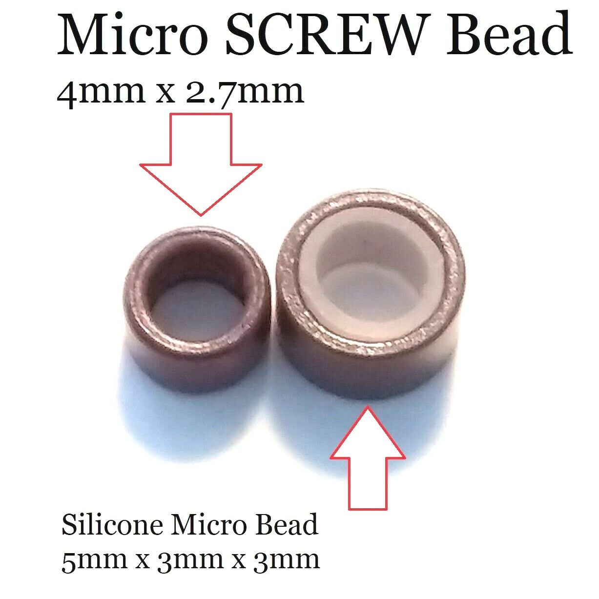4mm Micro Rings Beads Screw Thread Beads 1000 pcs per Bottle 4.mm X 2.7mm