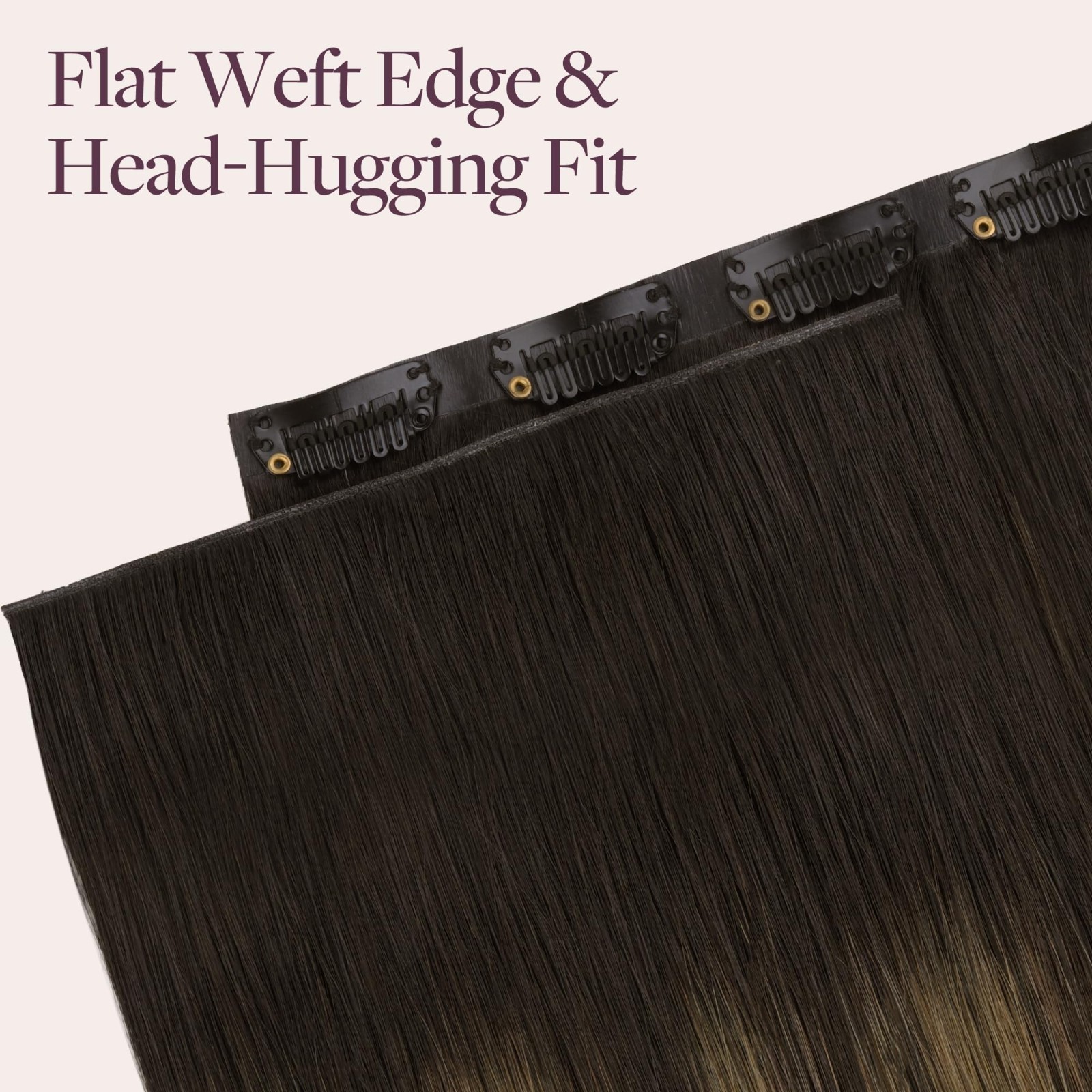 18″ Seamless Clip-in Hair Extensions, 120g, 7pcs, Virgin Human Hair, Dark Brown