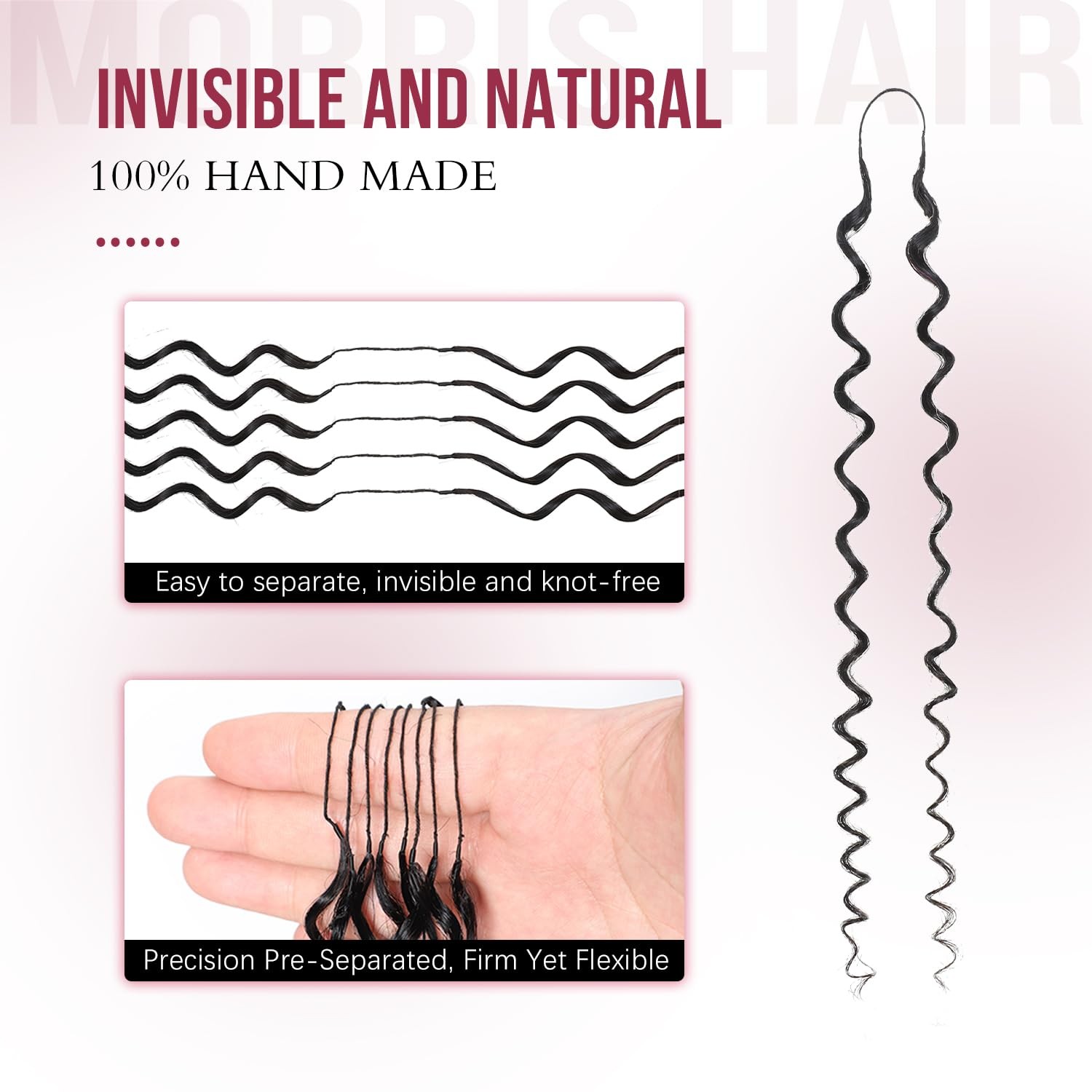 Morris Miracle Knots Crochet Human Hair Deep Wave For Black Women18 Inch 60G