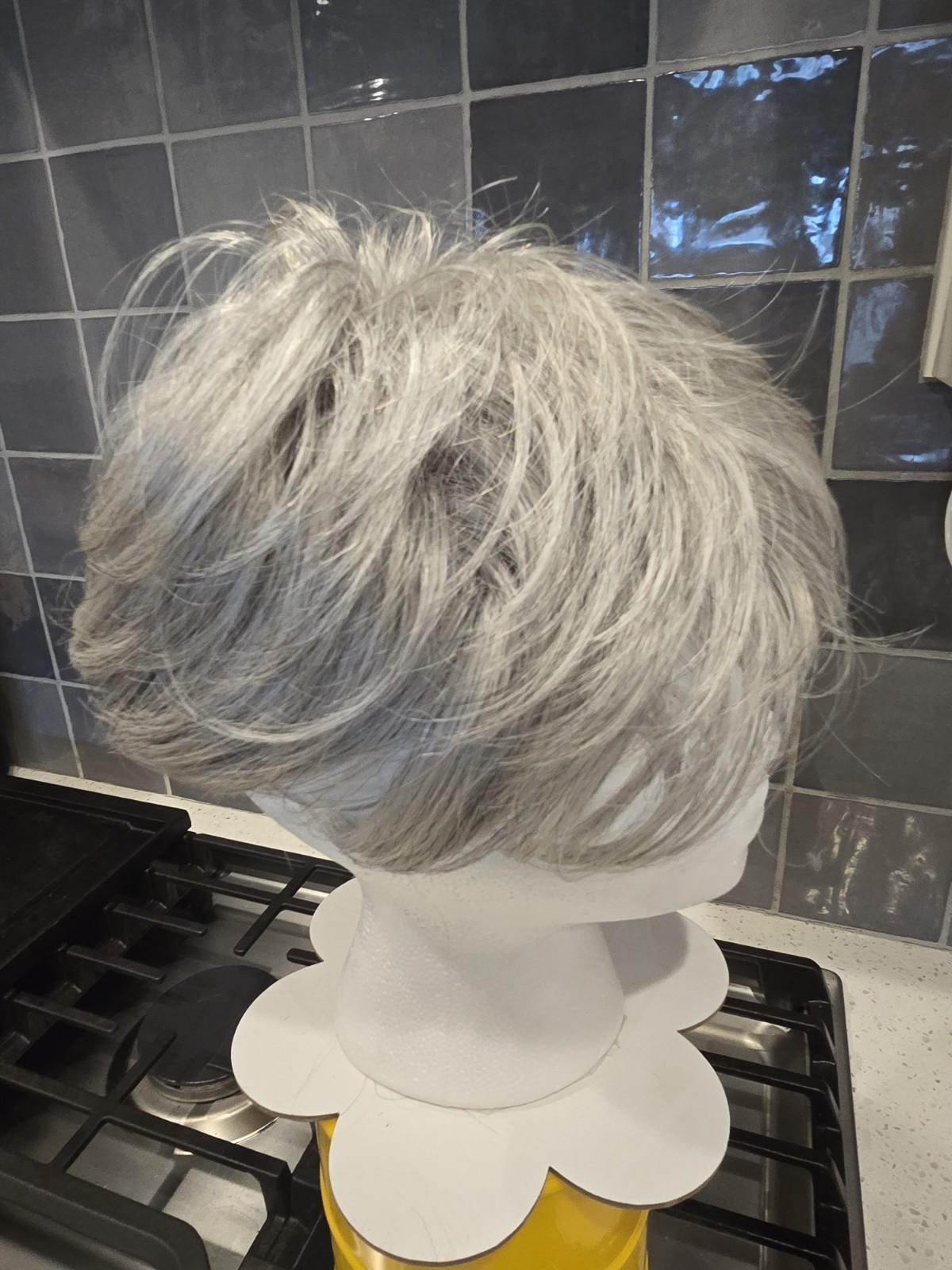 Reecho Salt And Pepper Gray Wig Topper 5 Clip Synthetic