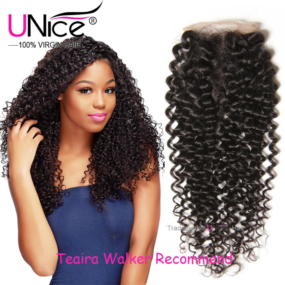UNice Hair 7A Cambodian Curly/Straight/Body Wave Human Hair 4×4 Lace Closure US