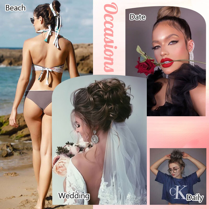 Thin Curly Bun Hair Piece Scrunchie Updo 100% Natural Synthetic Hair Extension