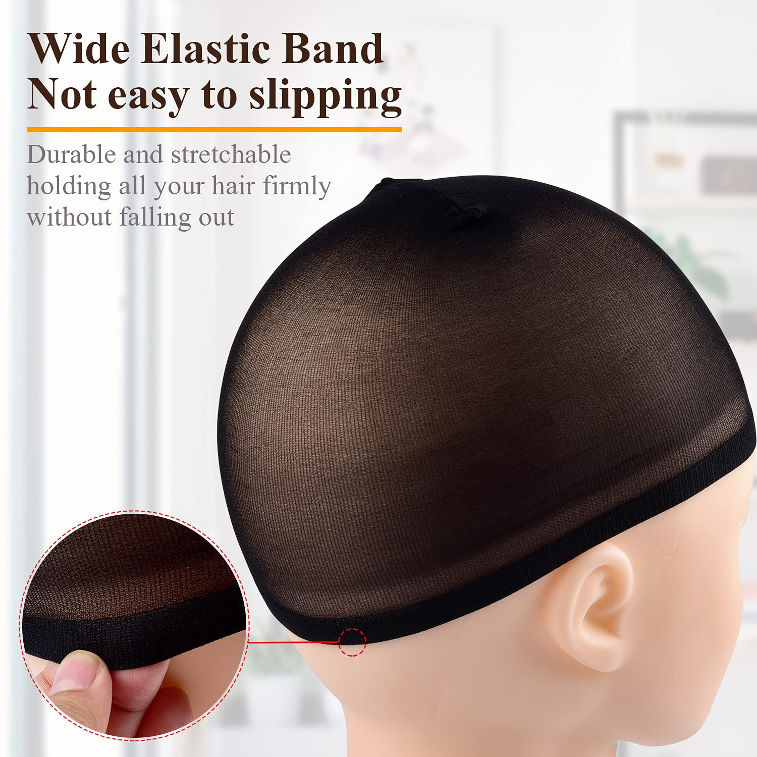 20 Pcs Black Stocking Wig Caps, Stretchy Nylon Wig Caps for Women Men