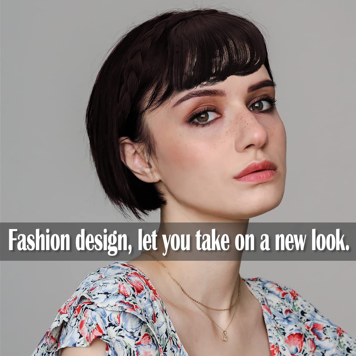 Front Hair Bangs Wigs Headband, Synthetic Wigs Headband for Women Girls (Dark…