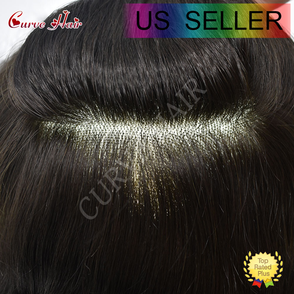 Mens Toupee Human Hair Replacement System French Lace Front Hair Piece
