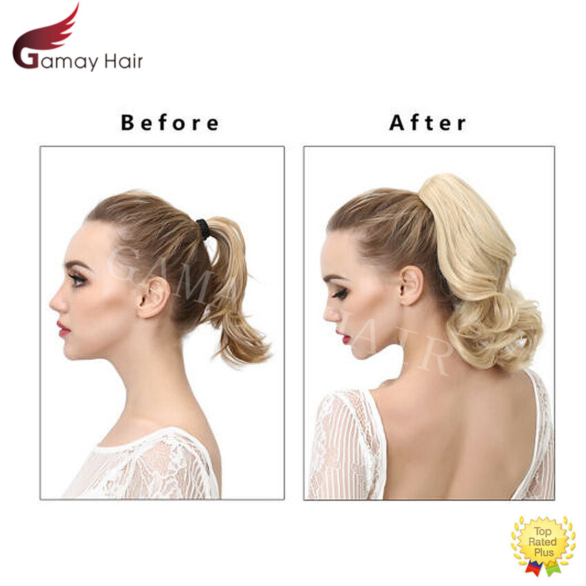 Thick Jaw Claw Clip In Ponytail Curly Wavy Hair Extensions Natural As Human Hair
