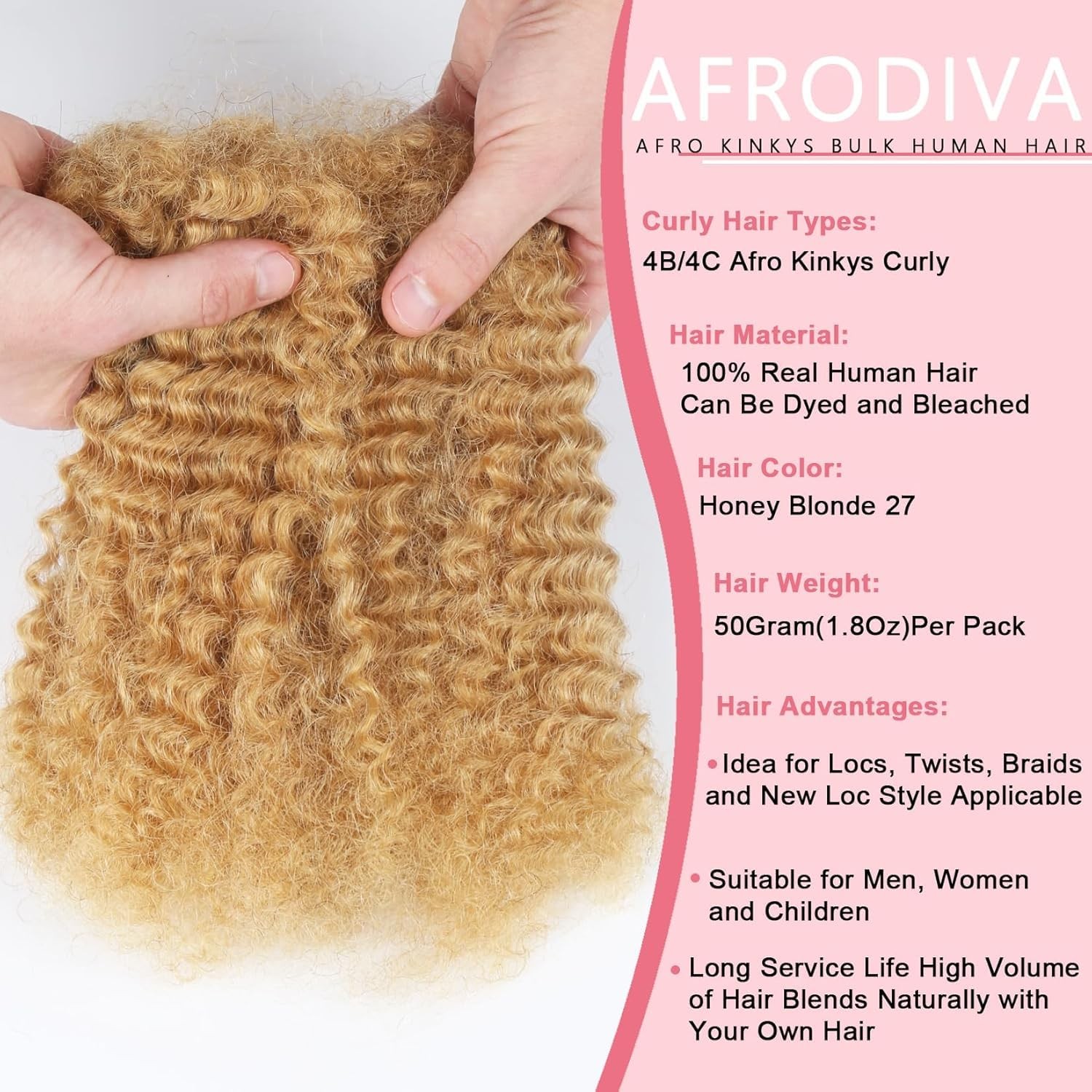 Afrodiva Afro Kinkys Bulk Human Hair For Dreadlocks Kinky Curly For Loc