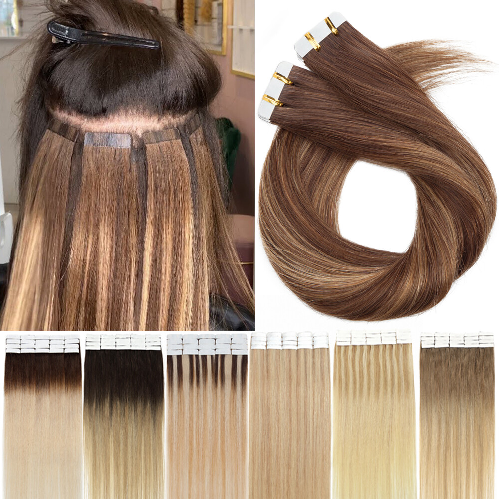 150g Seamless Tape In Skin Weft 100% Remy Human Hair Extensions Women Clearance