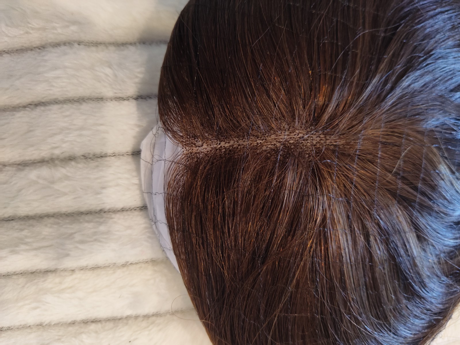 Topunique 12″ 100% Remy Human Hair Piece Lace Topper Brown Lightweight Brazilian