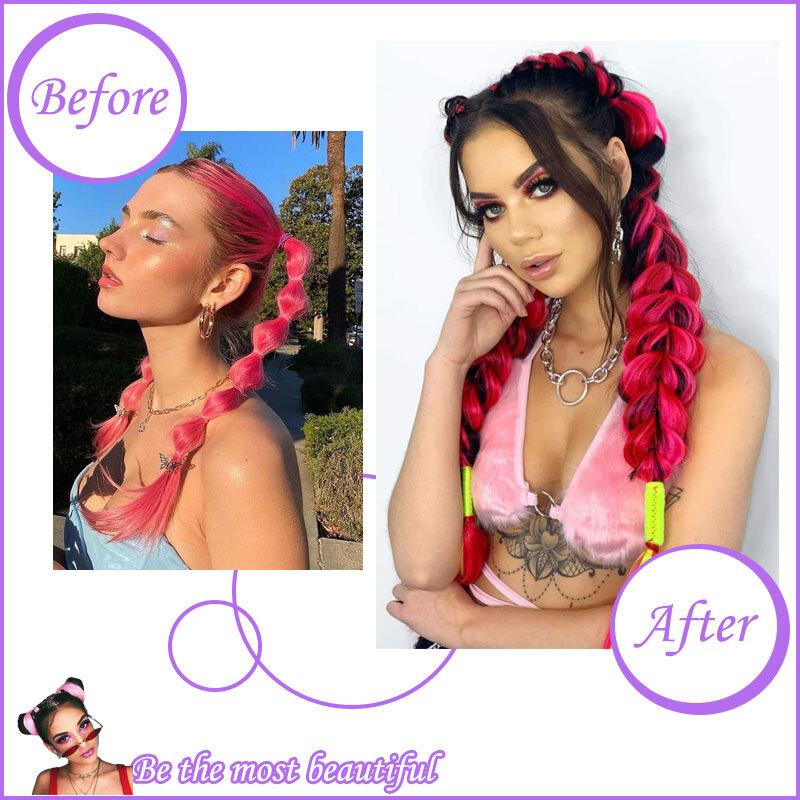 Crochet Box Braiding Long Jumbo Braid Hair Extensions Rainbow Festival Braided