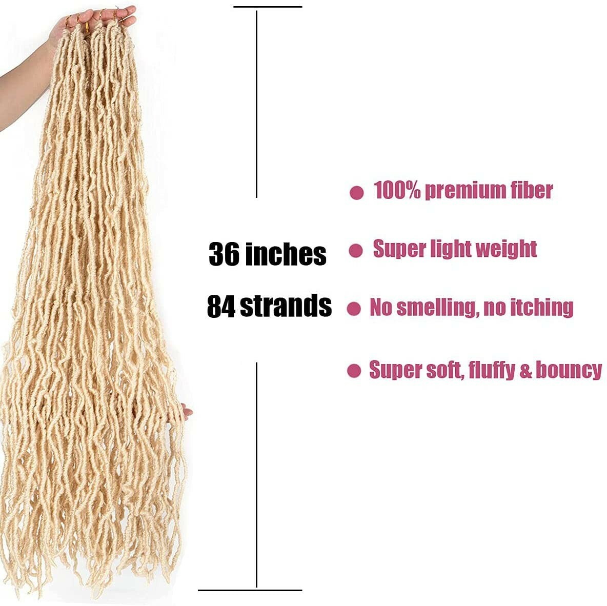4 pack 36 in soft Locs Crochet Braids Hair pre looped color 613 blond. I6