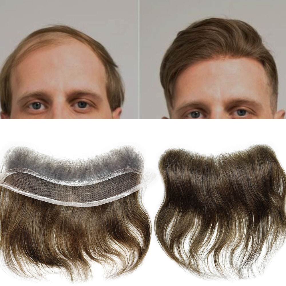 Lace Skin Mens Frontal Hairpiece Male Forehead Hair Line for Receding Hairline