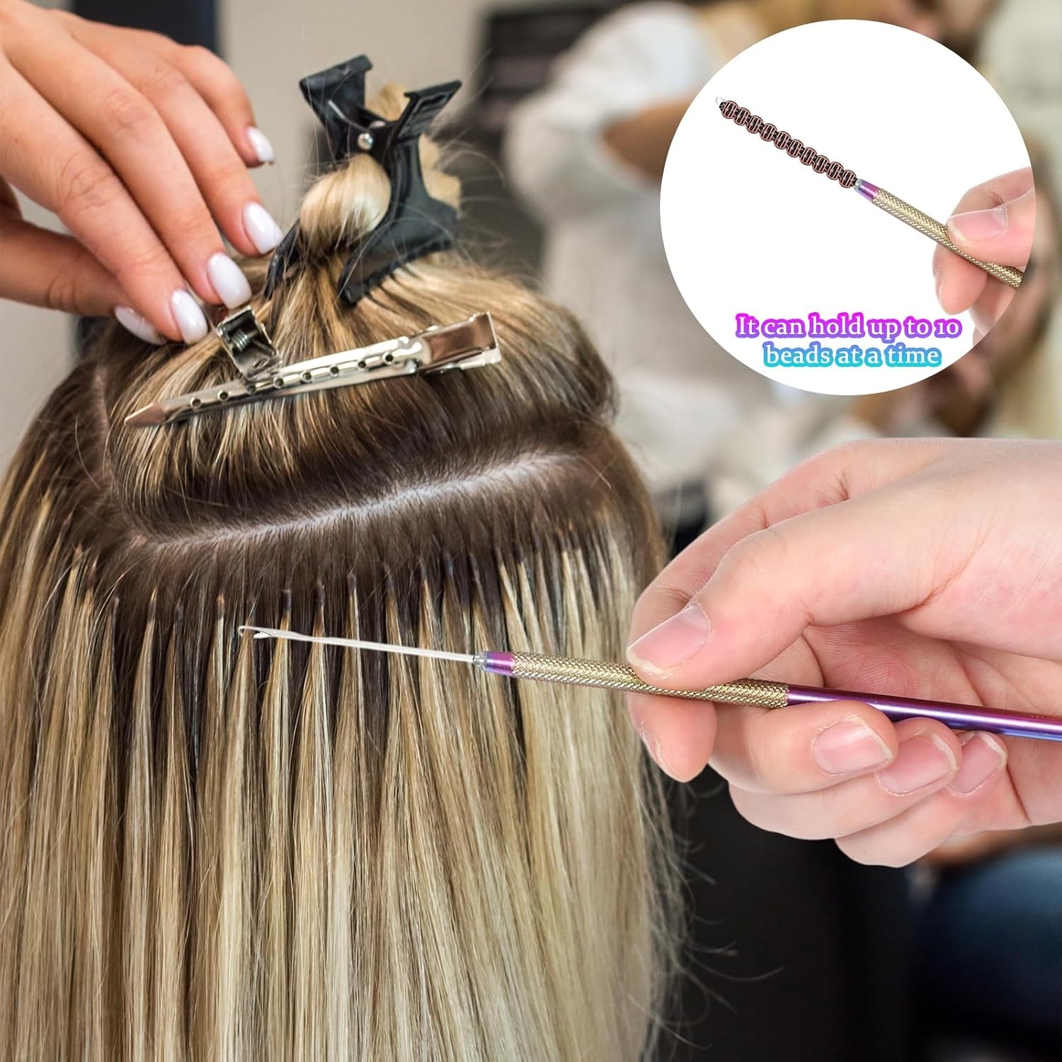 2 Pcs Hair Extension Tools Stainless Steel Loop Needle Pulling Hook Tool, Hair