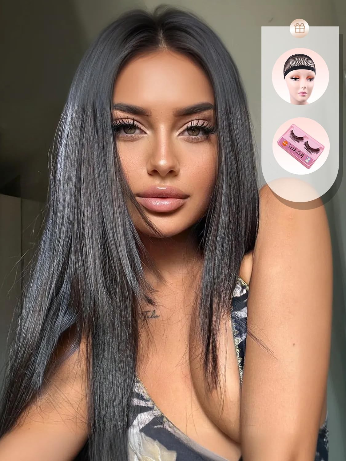 Long Black Wigs Straight Black Hair Dye Wig for Women Middle Part Synthetic H…