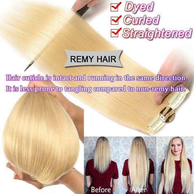 Thick Remy Clip In Human Hair Extensions Full Head Double Weft Balayage 180g 22″