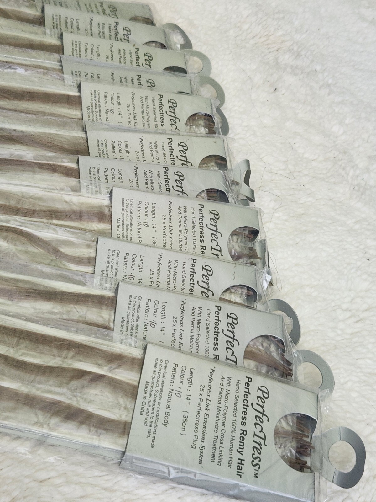 PerfecTress Remy Hair Plugs 14″ Light Brown (#10) 25x Lot Of 11pks Natural Body