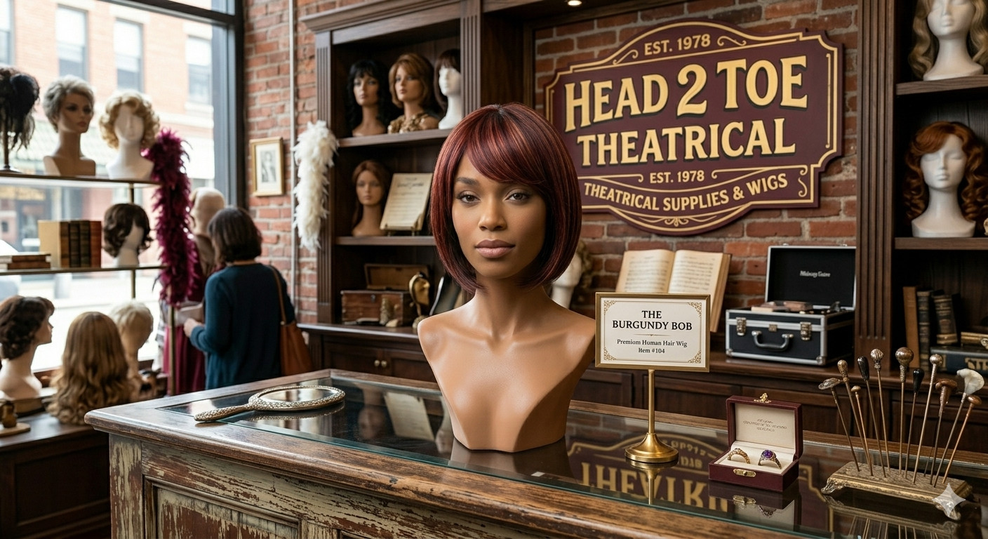 RENERSHOW Short Burgundy Highlight Bob Wig bangs red pixie women synthetic daily