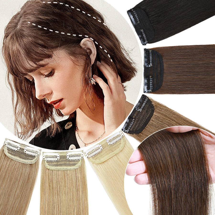 Short Hair Pad Invisible Clip In Side Real Remy Human Hair One Piece Extensions