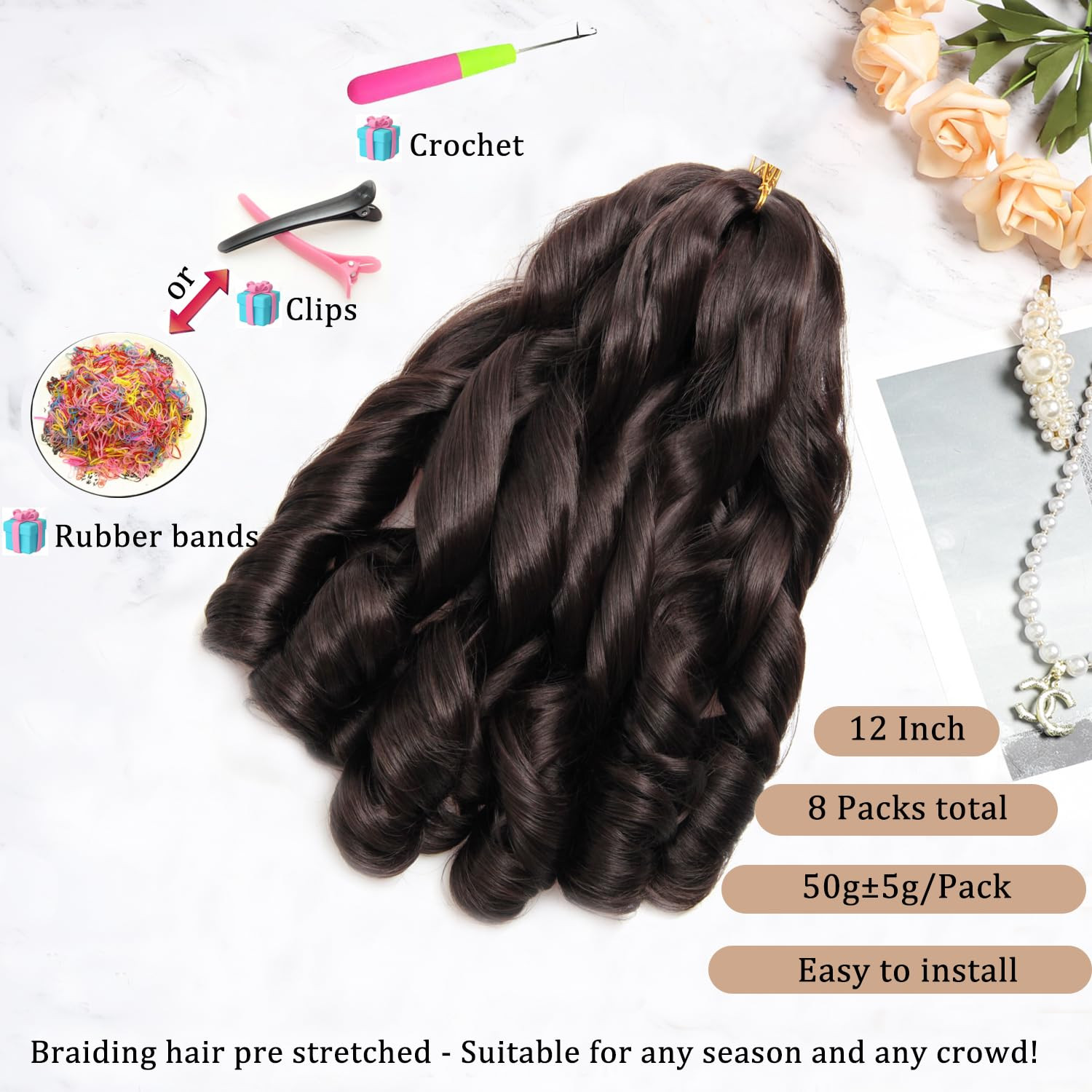 French Curl Braiding Hair 12Inch 8Packs French Curl Crochet Braids Short Curl…