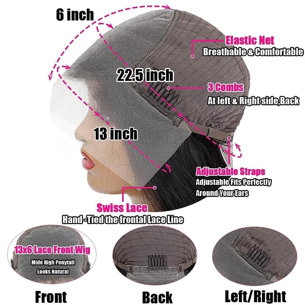 20 Inch Black 13×6 HD Lace Front Human Hair Wigs Pre Plucked 150% Density