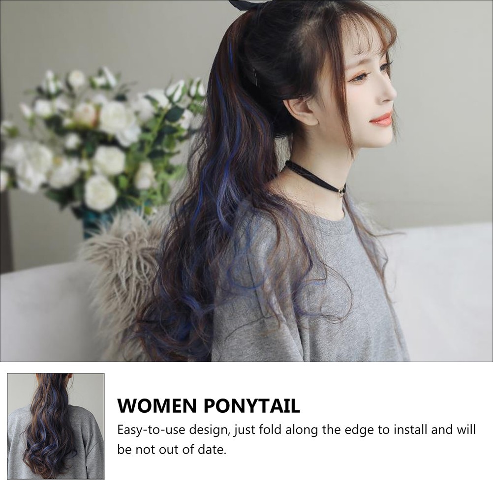 1Pcs Durable Wave Ponytail Clip Soft Breathable Light Brown Fiber Wig