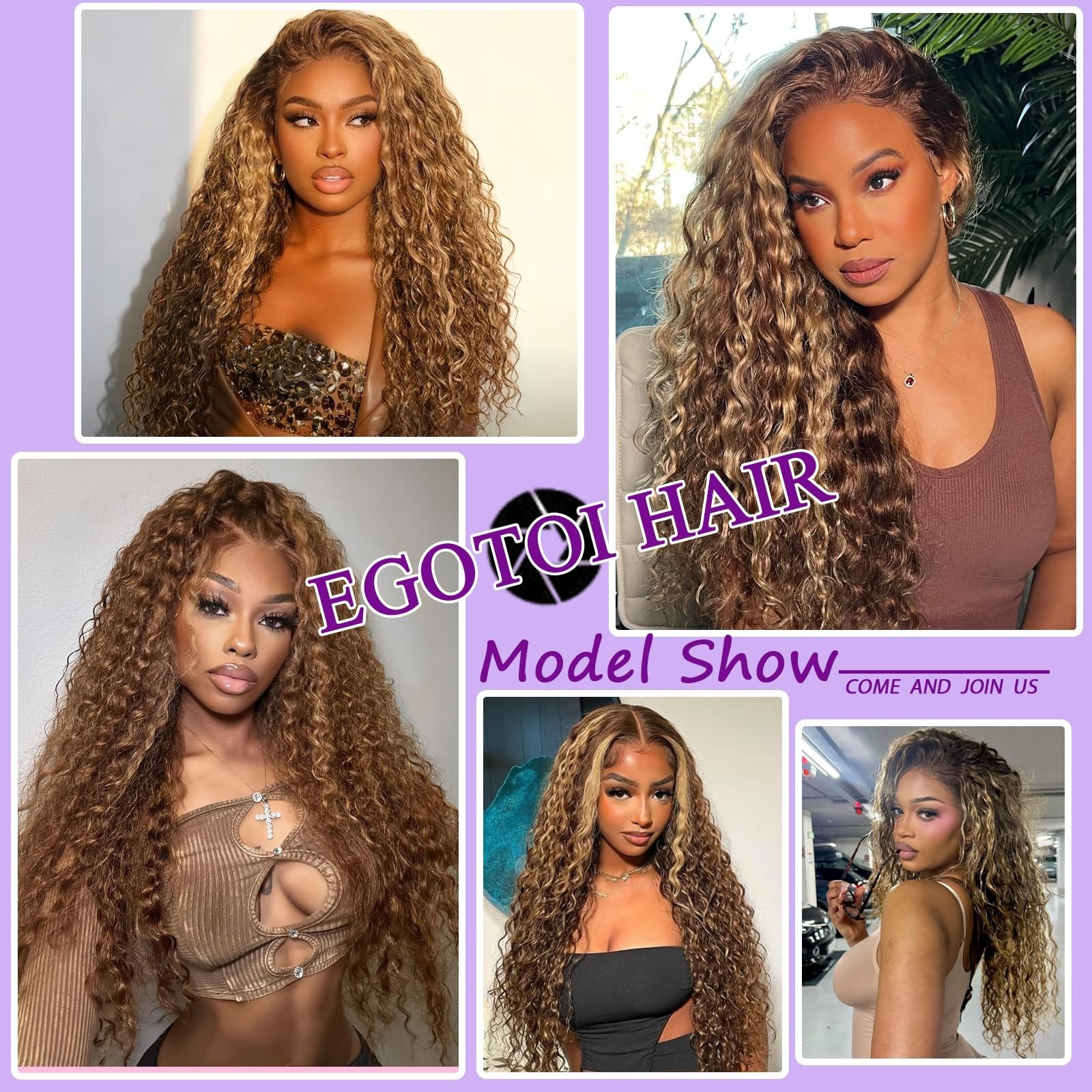13×6 Honey Blonde Deep Wave Lace Front Wig 220 Density Curly Human Hair 28″ No S