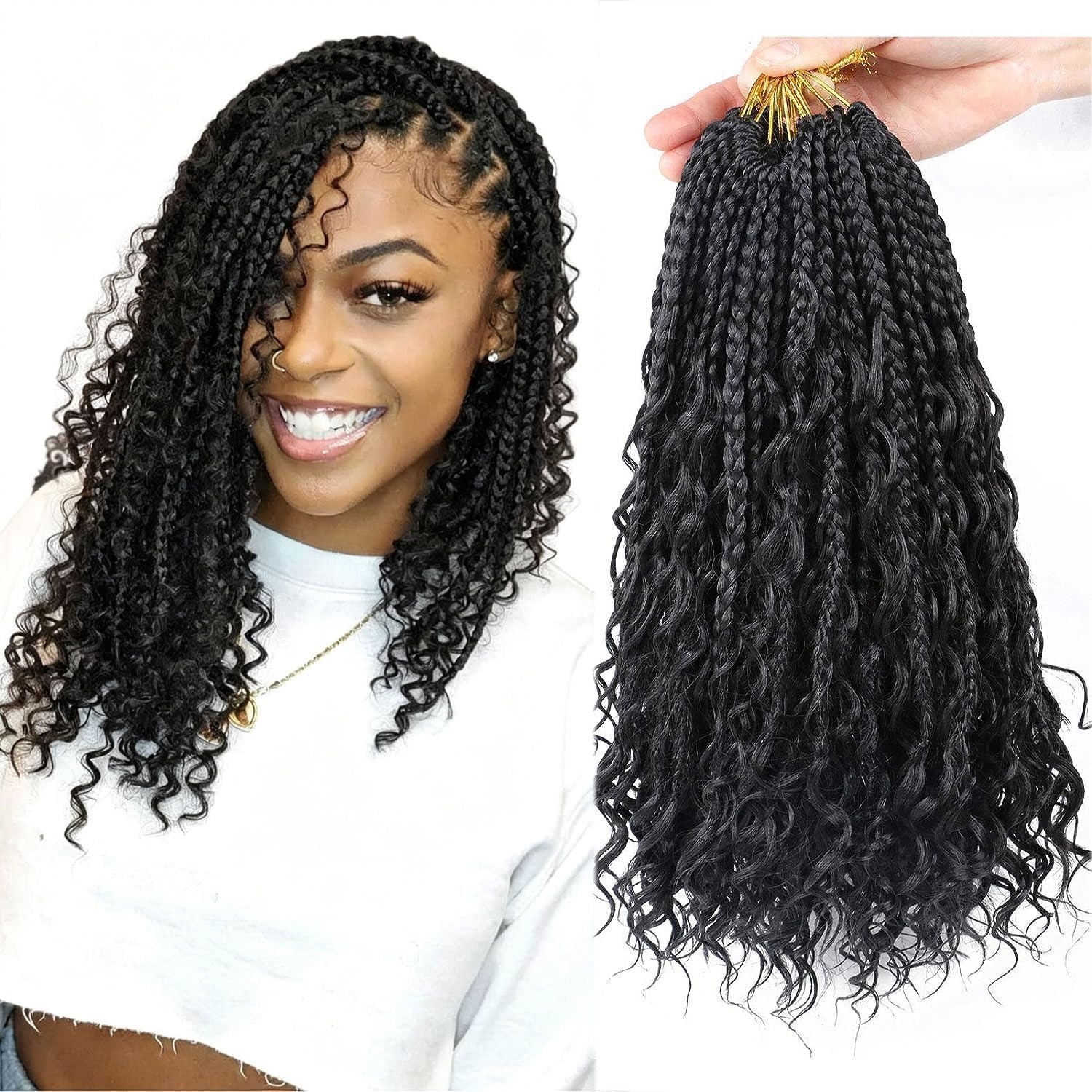 14 Inch Goddess Box Braids Crochet Hair – 8 Packs of Curly Beauty Extensions