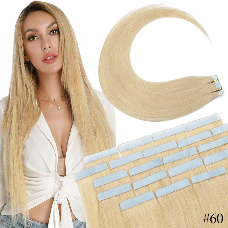 Invisible Tape In 100% Remy Human Hair Extensions Skin Weft Body Wave&Straight
