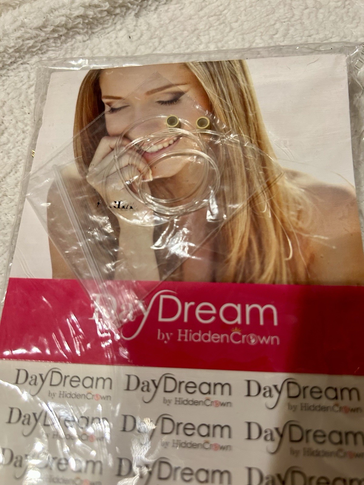 Blonde W Highlights Halo Hair Extensions daydream hidden crown 18” Color 60/8