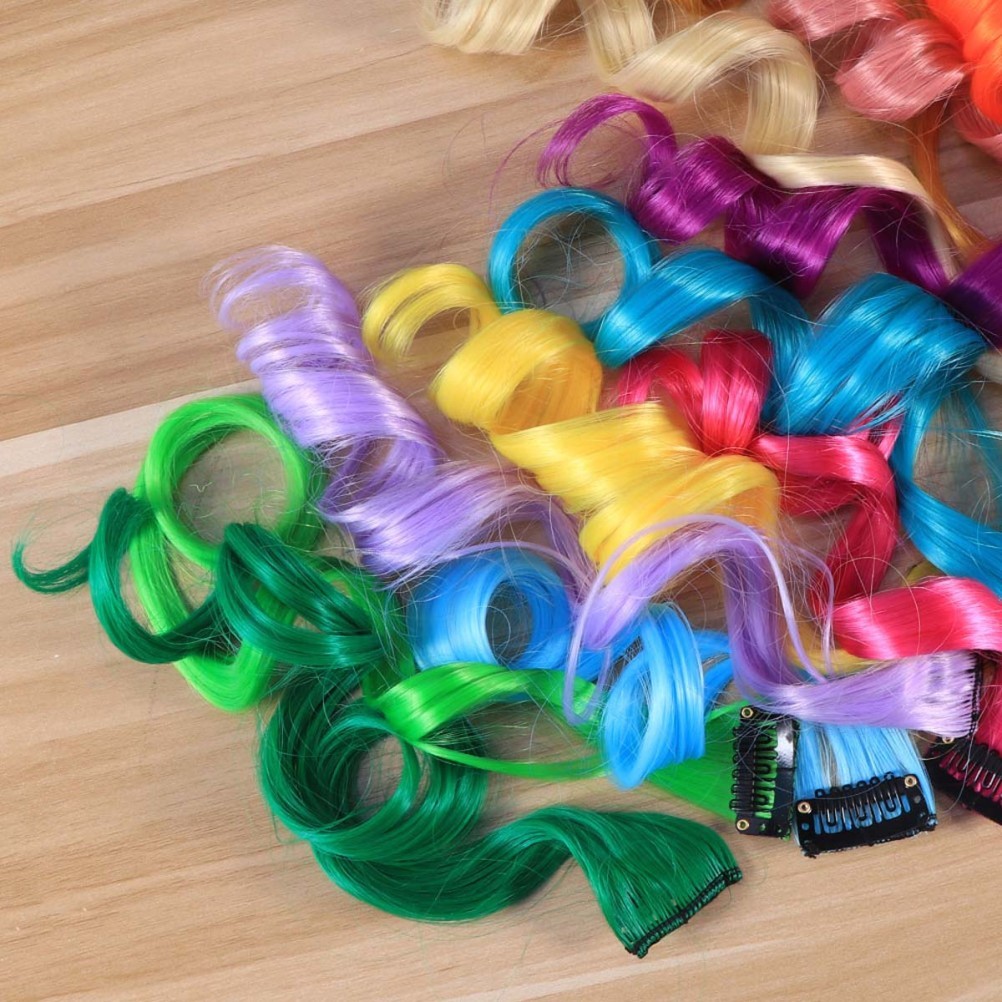 12Pcs Reusable Hair Extensions Clip Colored Assorted Hair Pieces for Daily Use