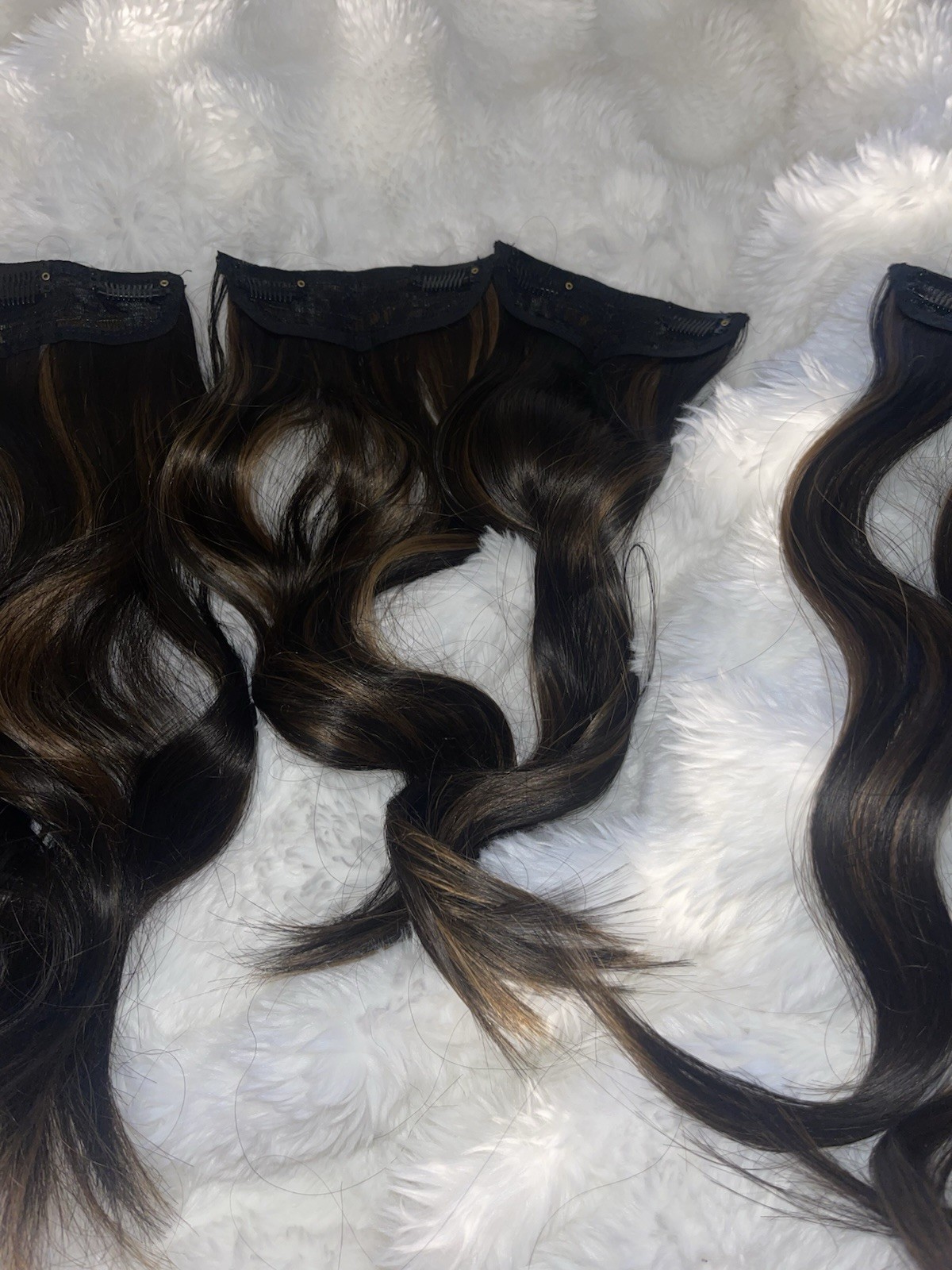 6 Piece 16 Inch Loose Body Wave Synthetic Highlighted Clip In Hair Extensions