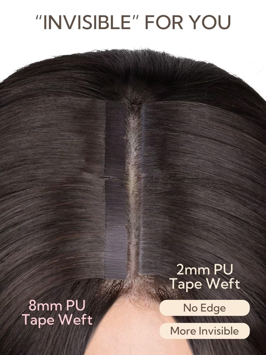 Hotbanana Invisi Edge Tape In Hair Extensions Human Hair 10Inch 30G 20Pcs Jet
